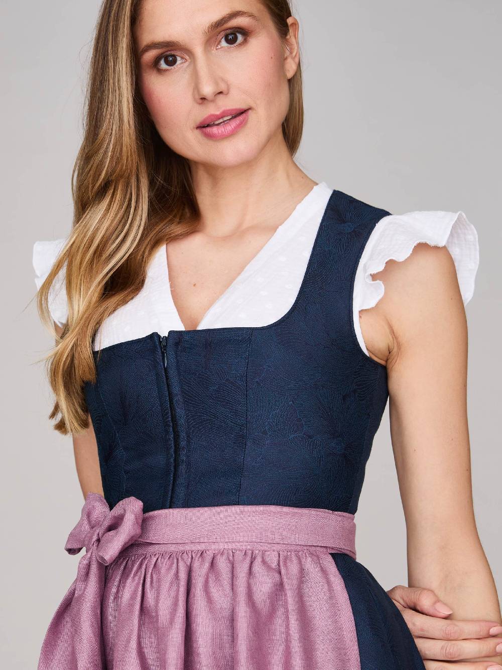Limberry Mitternachtsblaues Dirndl Mit Floralem Muster - CECILY SEA STORM