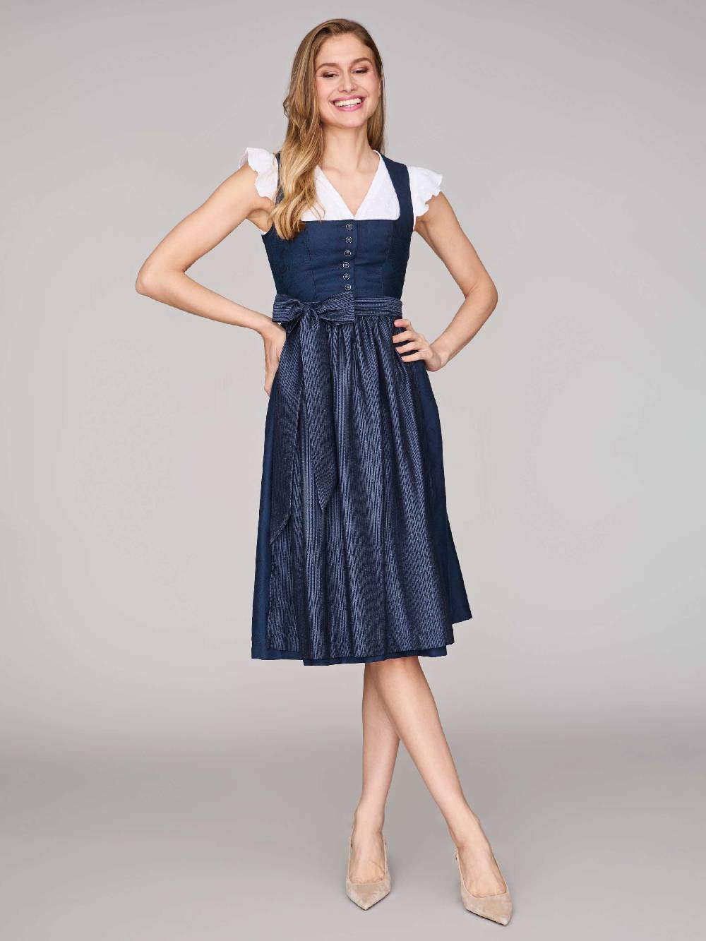 Limberry Mitternachtsblaues Dirndl Mit Knöpfen - FELICITY SEA STORM