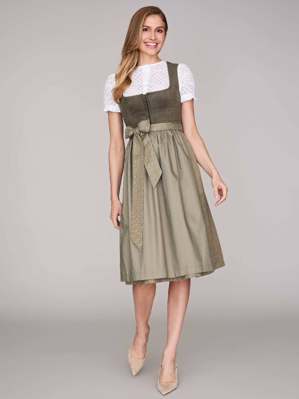 Limberry Moosgrünes Dirndl Mit Velours-Mieder - ISOBEL MOSSY GREEN