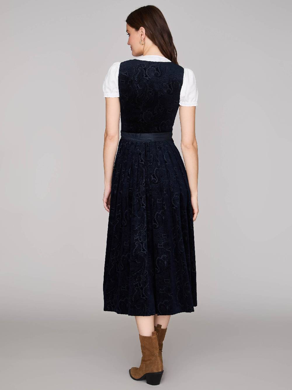 Limberry Nachtblaues Dirndl Aus Gemustertem Samt - MONIKA NACHTBLAU