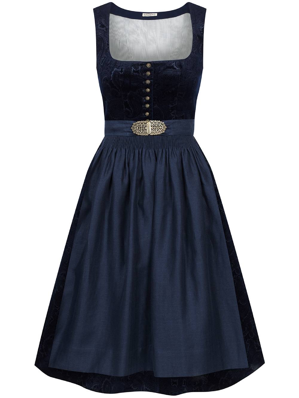 Limberry Nachtblaues Dirndl Aus Gemustertem Samt - MONIKA NACHTBLAU