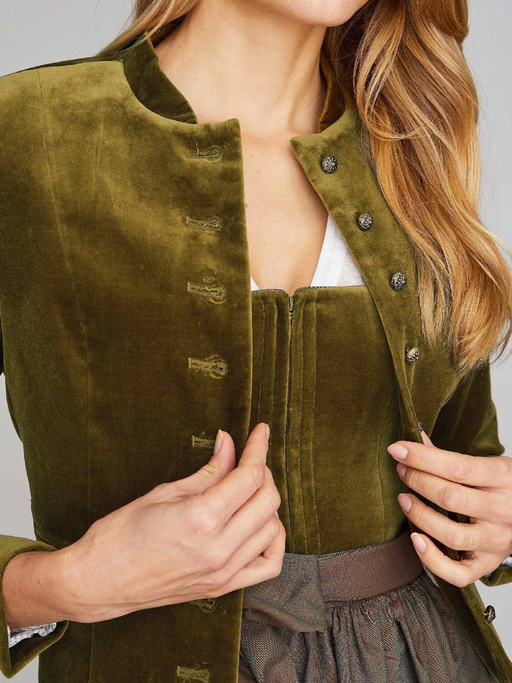 Limberry Olivgrüner Trachtenjanker Aus Samt - PHILIPPA OLIVE