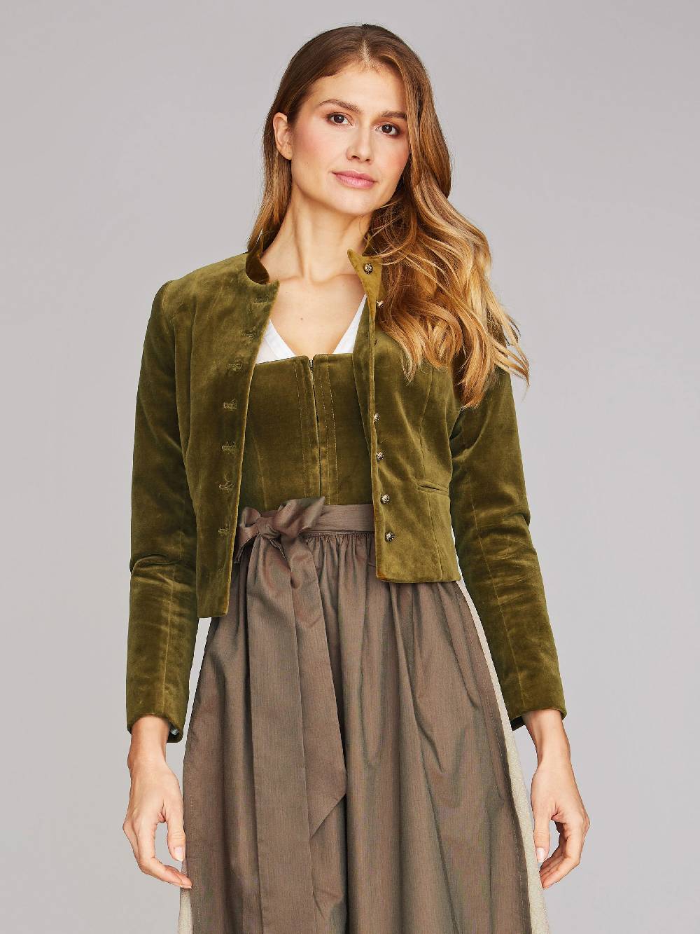 Limberry Olivgrüner Trachtenjanker Aus Samt - PHILIPPA OLIVE