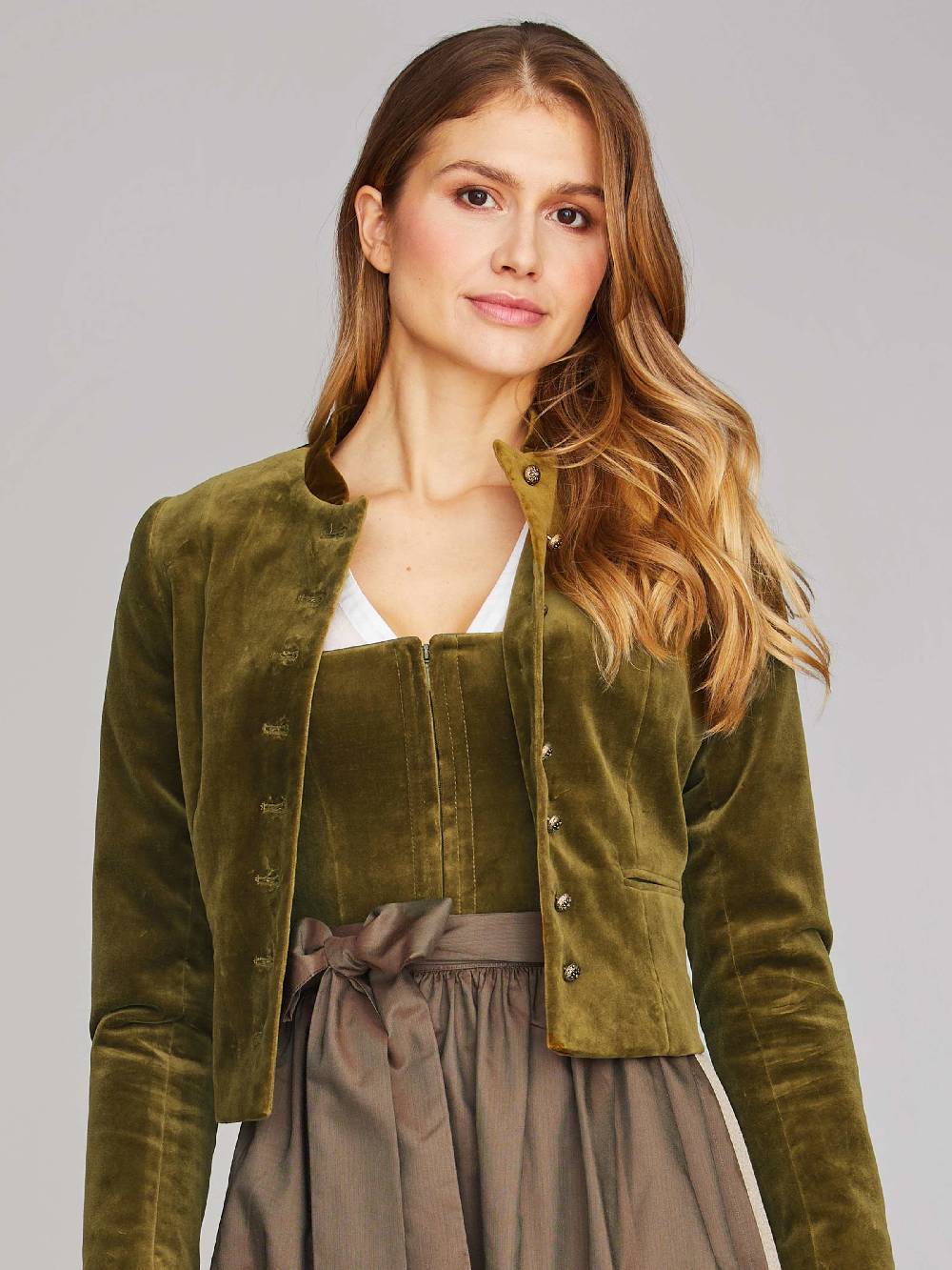 Limberry Olivgrüner Trachtenjanker aus Samt - PHILIPPA OLIVE