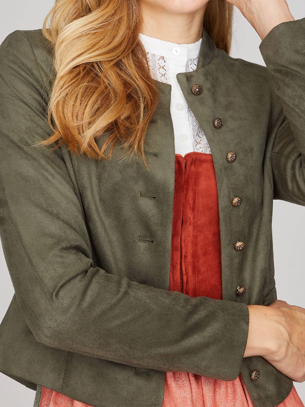 Limberry Olivgrüner Trachtenjanker Aus Velours - MADISON OLIV GREEN