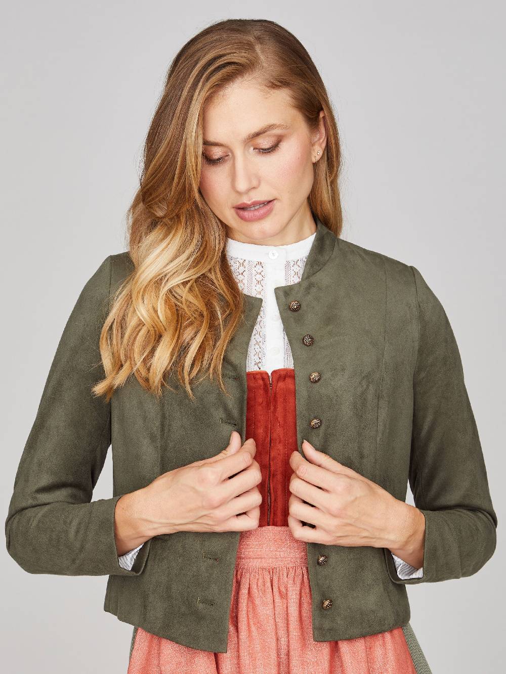 Limberry Olivgrüner Trachtenjanker aus Velours - MADISON OLIV GREEN