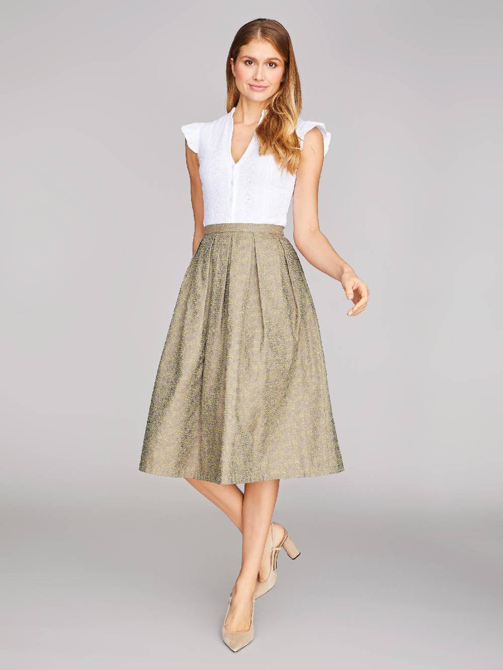 Limberry Olivgrüner Trachtenrock Mit Blumenmuster - BLAIR OLIVE