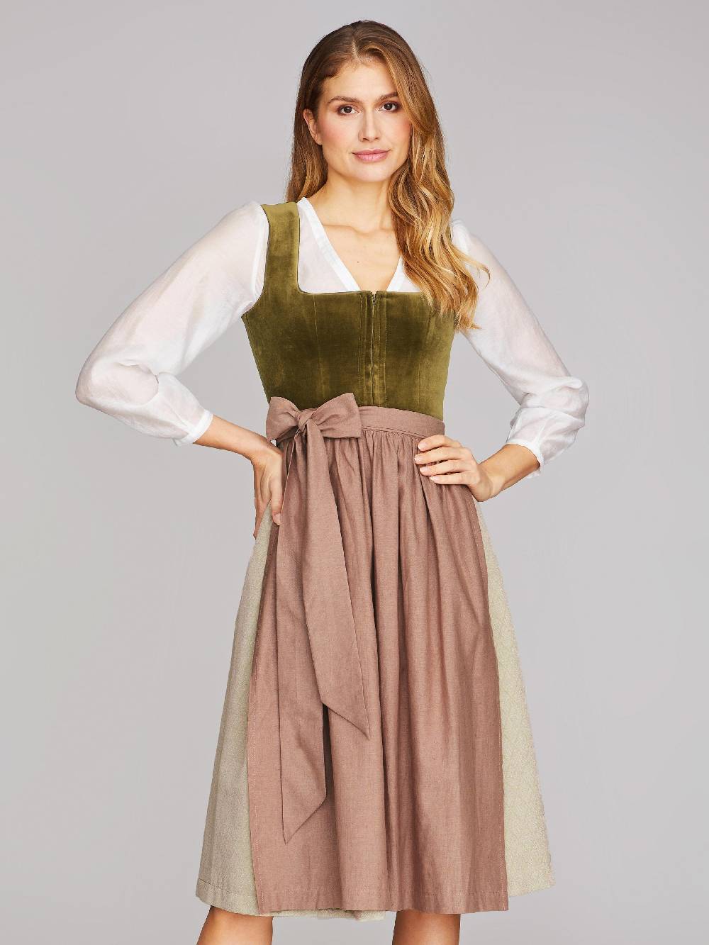 Limberry Olivgrünes Dirndl Mit Samt-Mieder - DELILAH OLIVE