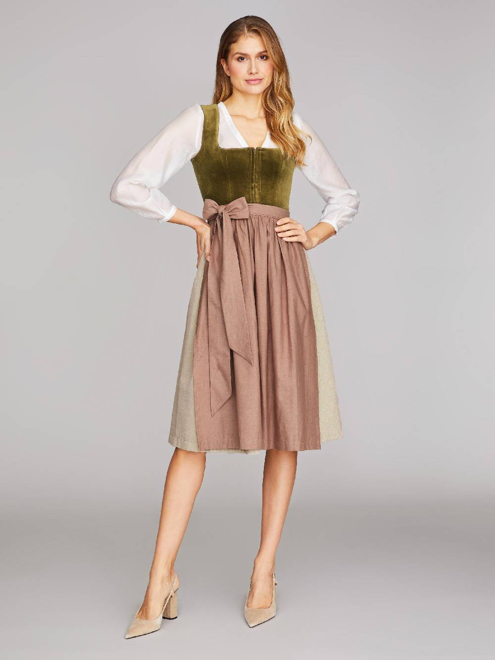 Limberry Olivgrünes Dirndl Mit Samt-Mieder - DELILAH OLIVE