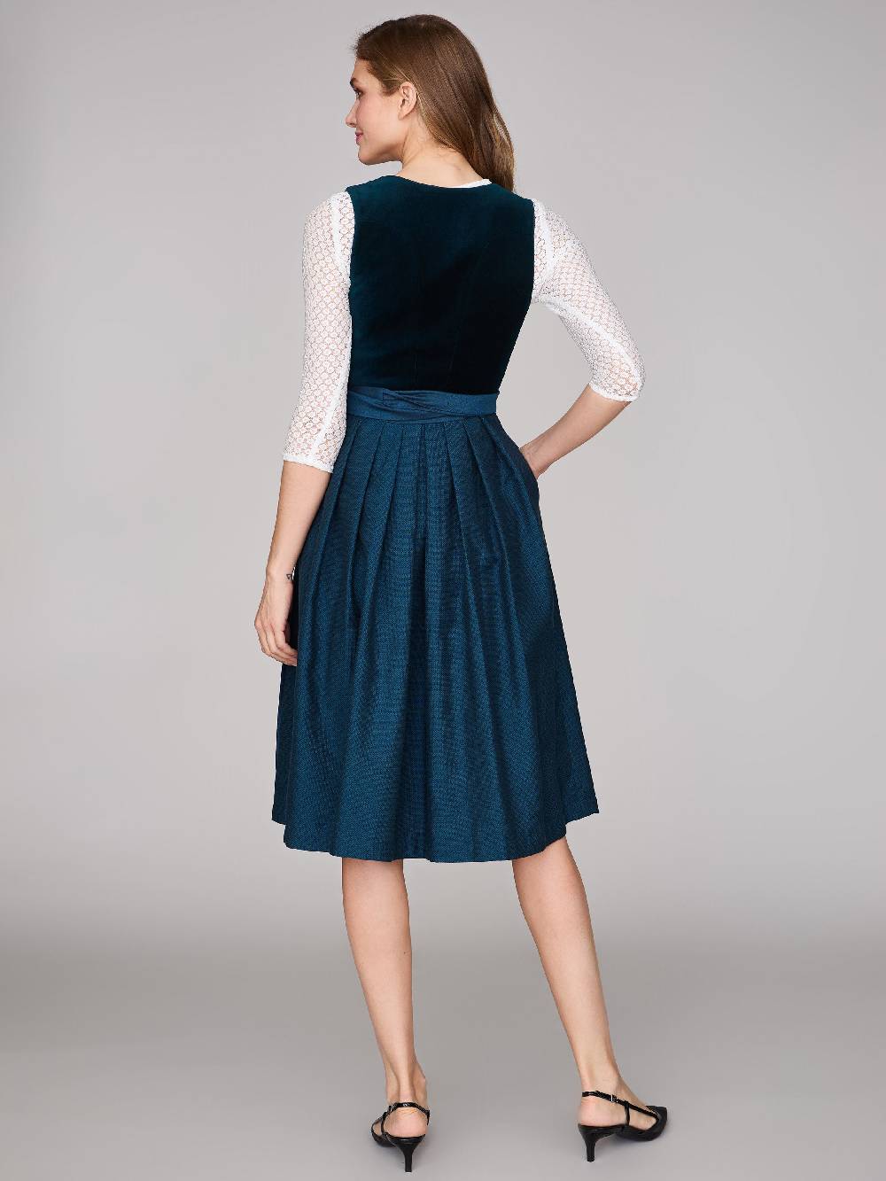 Limberry Petrolblaues Dirndl Mit Samt-Mieder - ROMEE DARK TEAL