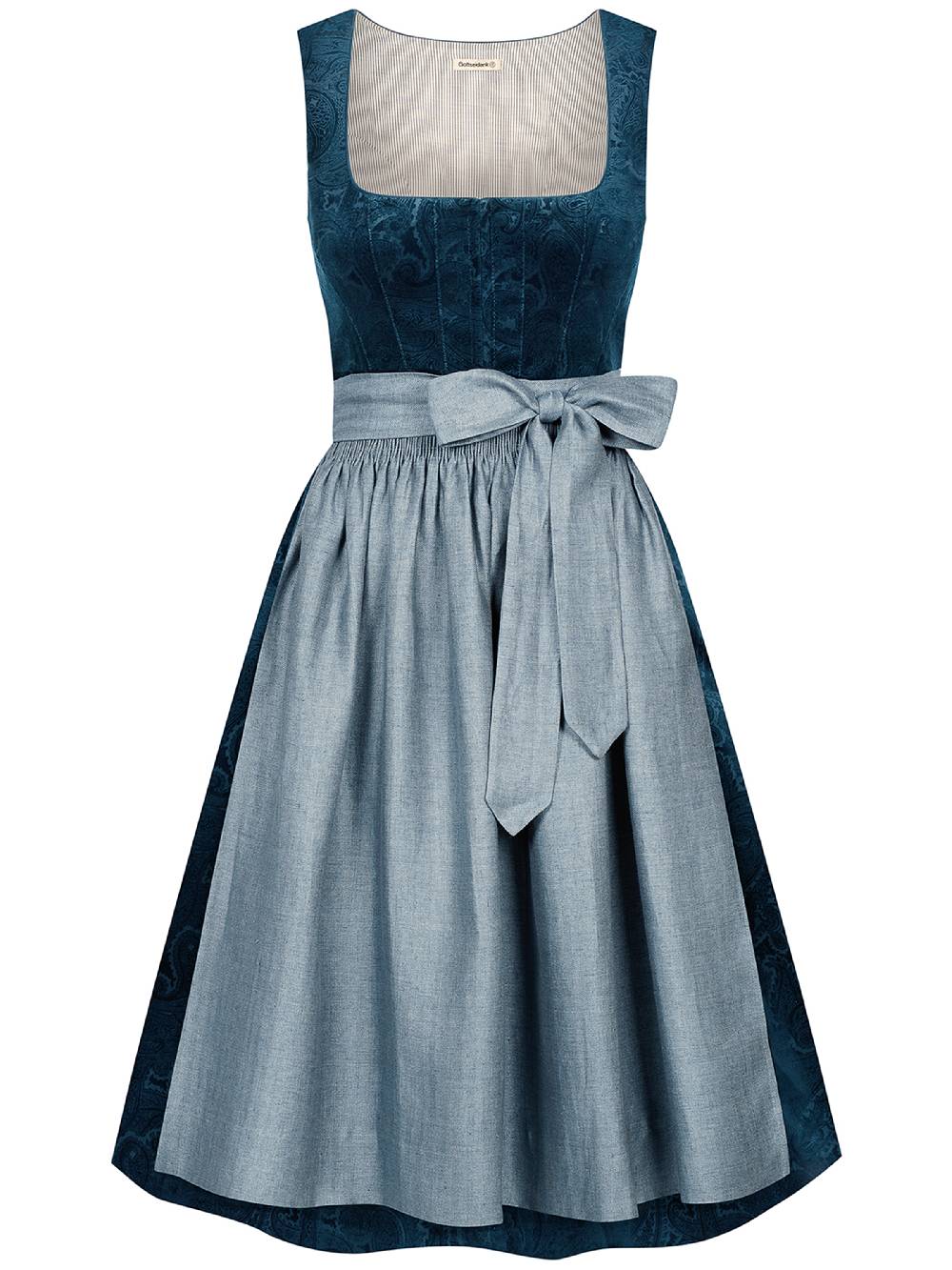 Limberry Petrolfarbenes Dirndl Aus Gemustertem Samt - ANTONIA CADMIUMGRÜN