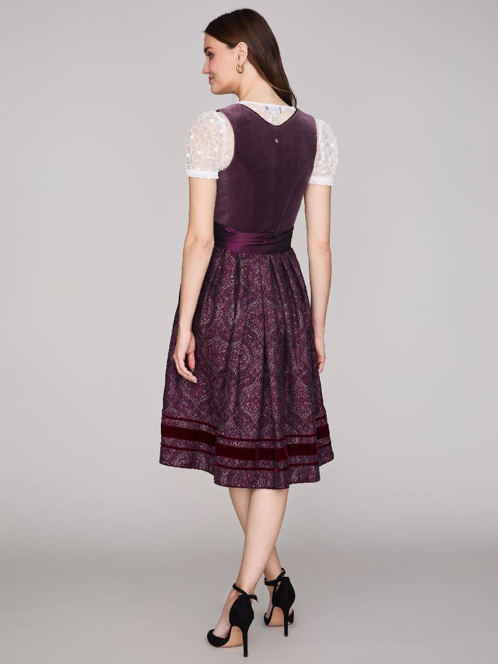 Limberry Pflaumenfarbenes Samtdirndl Mit Zierschnalle - SARAH PLUME