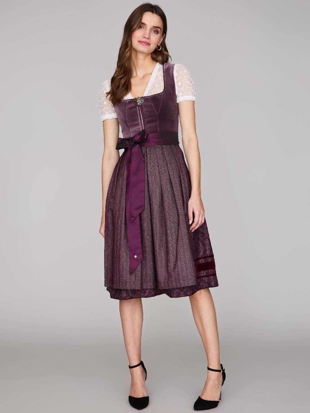 Limberry Pflaumenfarbenes Samtdirndl Mit Zierschnalle - SARAH PLUME