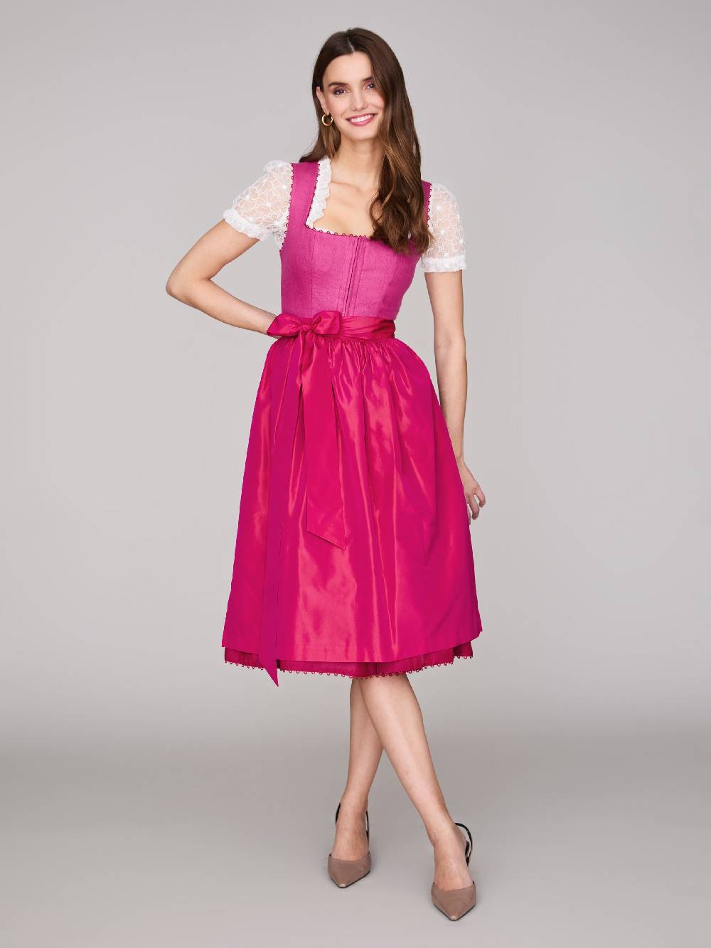 Limberry Pinkes Dirndl Mit Leinen-Mieder - MÜNCHEN PINK