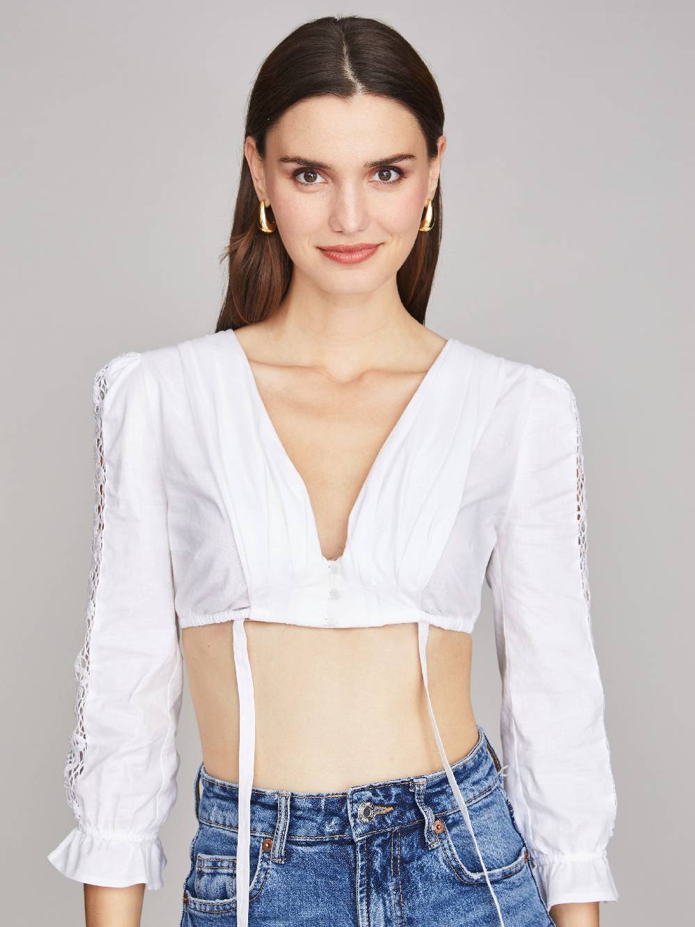 Limberry Reinweiße Dirndlbluse Mit Schalkragen - SIMONES