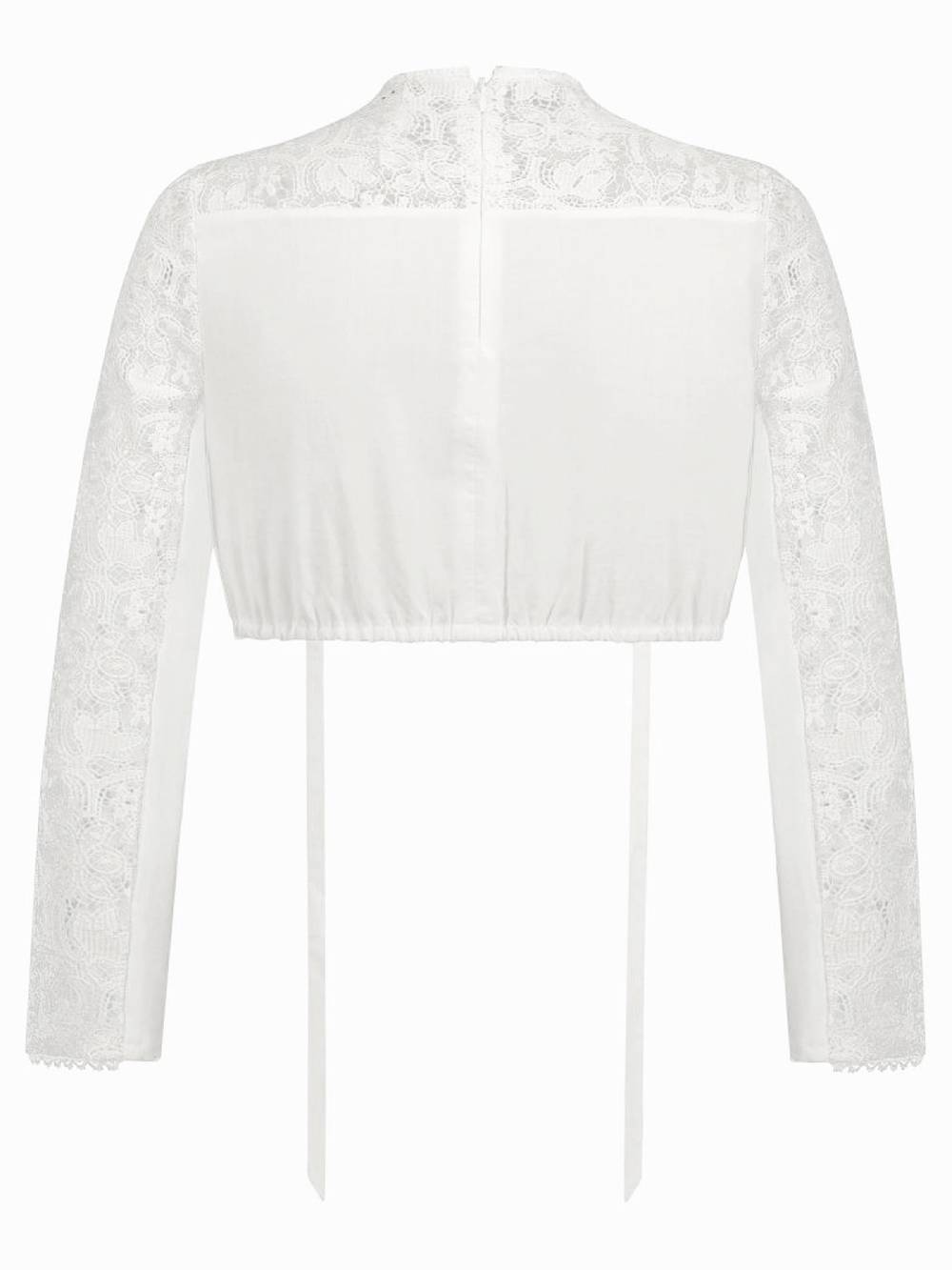 Limberry Reinweiße Drindlbluse Mit Langen Ärmeln - ERNESTA