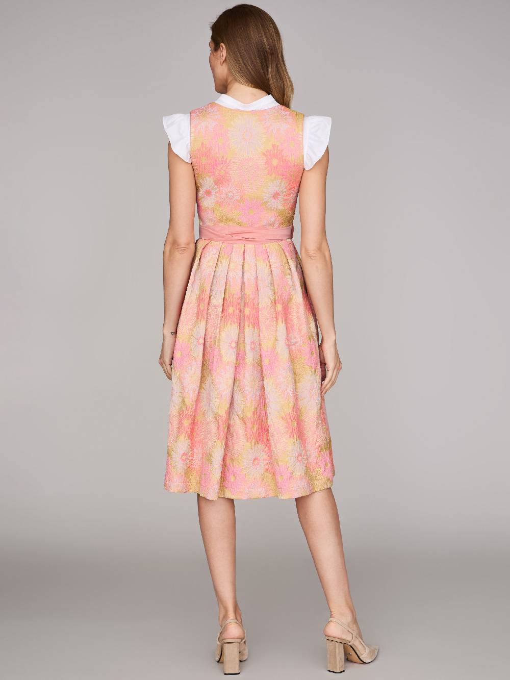 Limberry Rosa-farbenes Dirndl Mit Blumenmuster - DAHLIA CORAL ALMOND