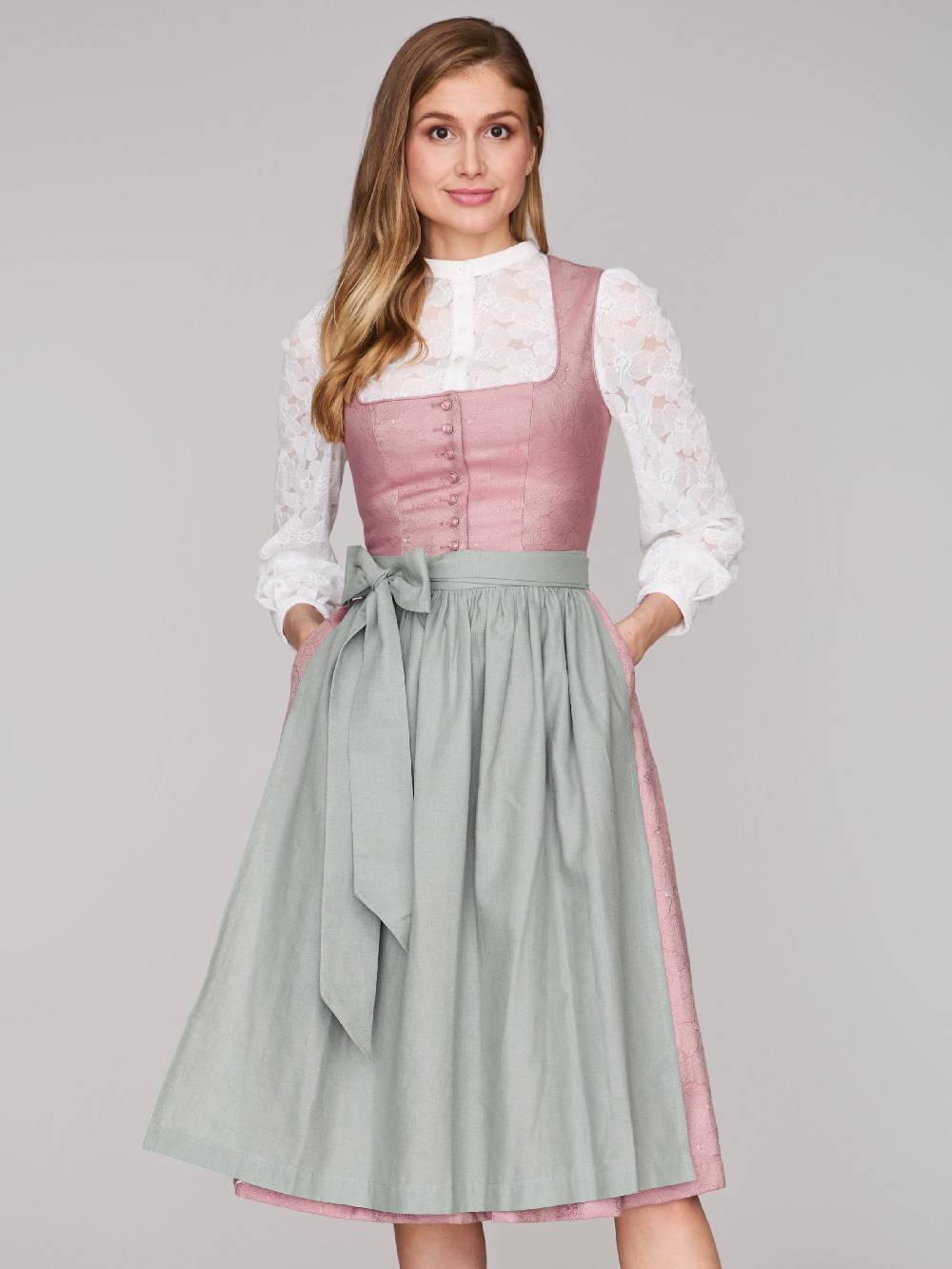 Limberry Rosa-farbenes Dirndl Mit Knöpfen - FELICITY ASH ROSE