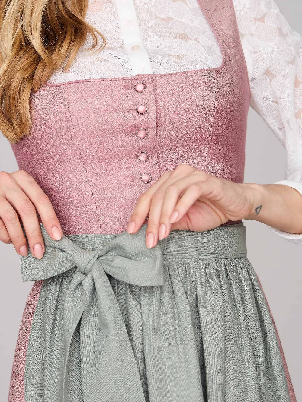 Limberry Rosa-farbenes Dirndl Mit Knöpfen - FELICITY ASH ROSE