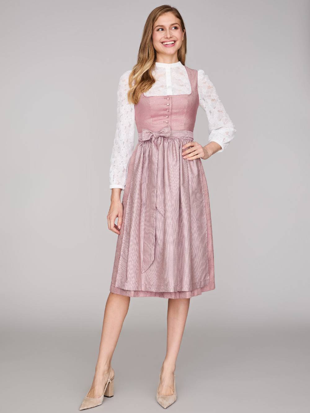 Limberry Rosa-farbenes Dirndl Mit Knöpfen - FELICITY ASH ROSE