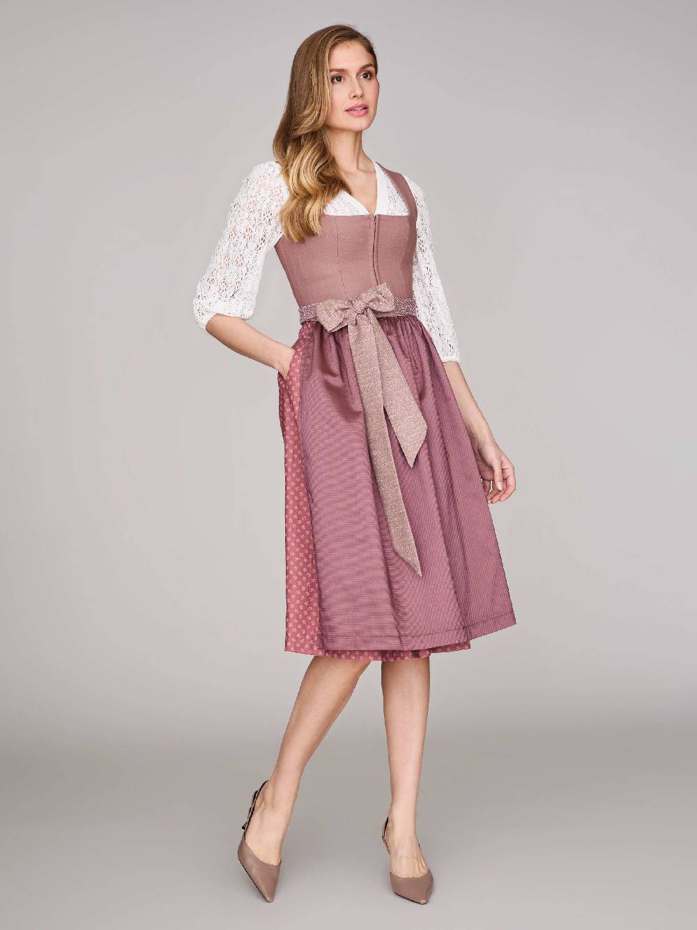 Limberry Rosa-farbenes Dirndl Mit Leinen-Mieder - ADA DUSTY ROSEWOOD