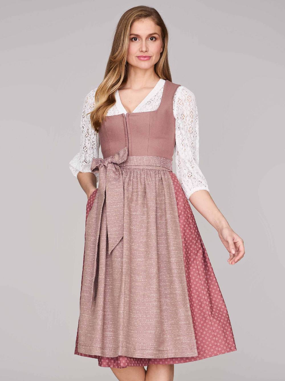 Limberry Rosa-farbenes Dirndl mit Leinen-Mieder - ADA DUSTY ROSEWOOD