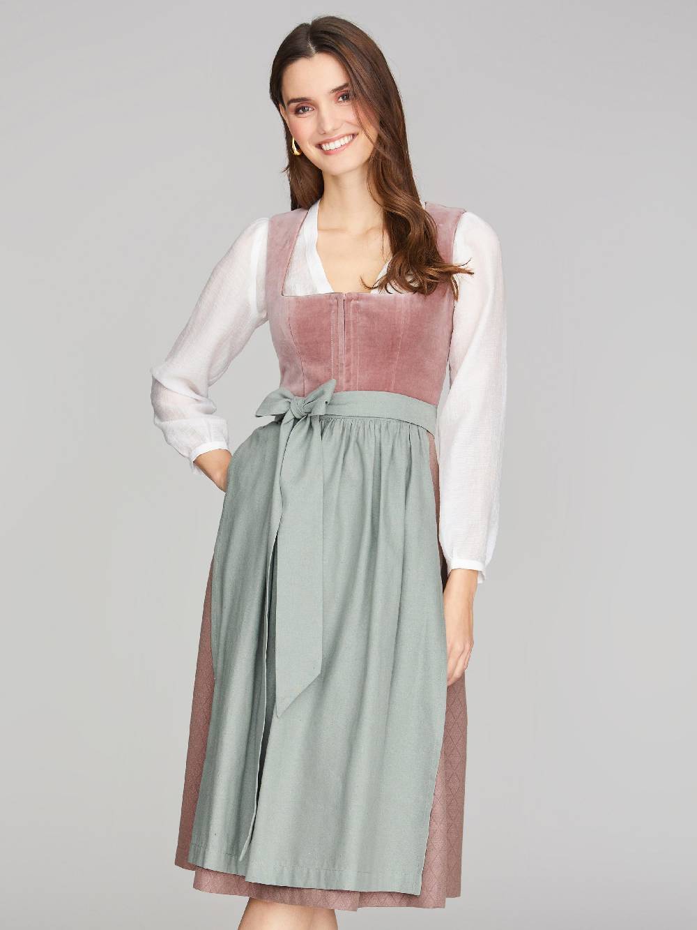 Limberry Rosa-farbenes Dirndl Mit Samt-Mieder - DELILAH DUSTY ROSE