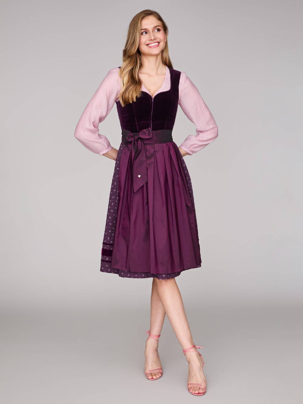 Limberry Rosafarbene Langarm-Dirndlbluse - HARPER ROSA