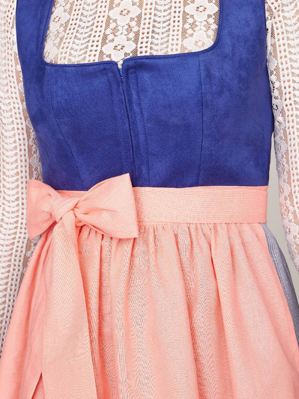 Limberry Royalblaues Dirndl Mit Mieder Aus Veloursleder-Optik - SAMANTHA BLUE