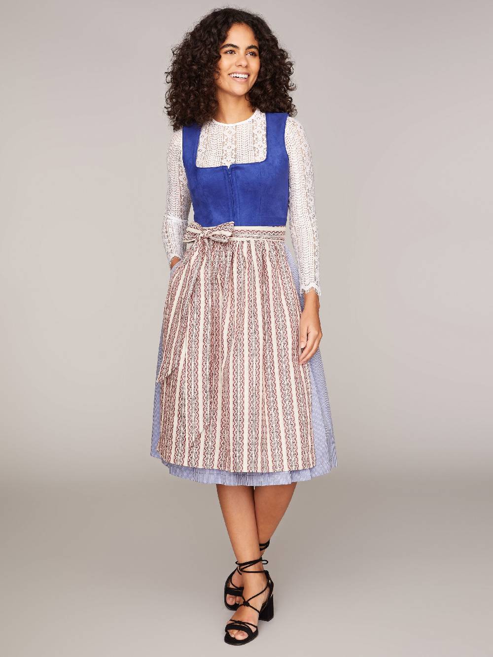 Limberry Royalblaues Dirndl Mit Mieder Aus Veloursleder-Optik - SAMANTHA BLUE