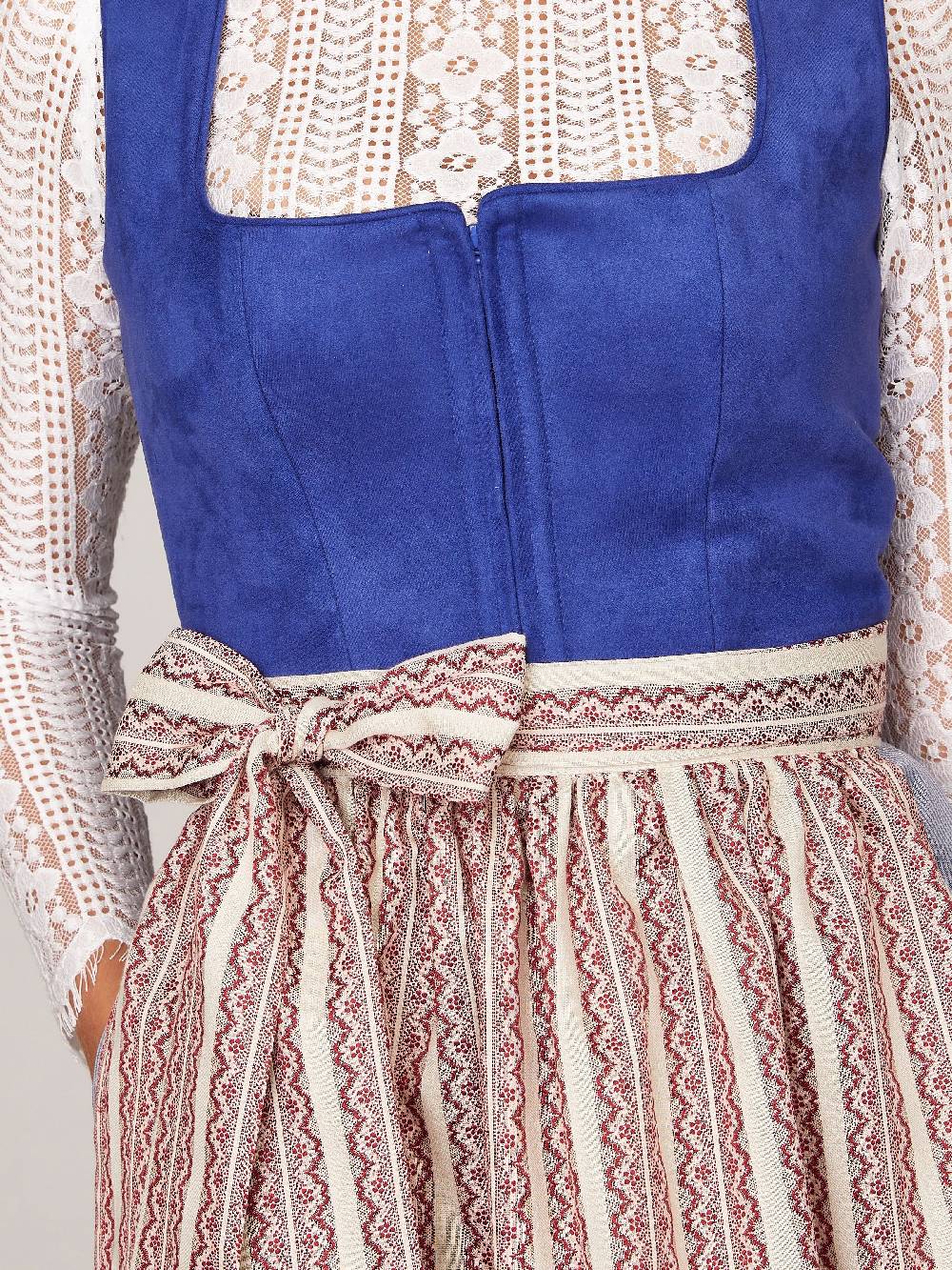 Limberry Royalblaues Dirndl Mit Mieder Aus Veloursleder-Optik - SAMANTHA BLUE