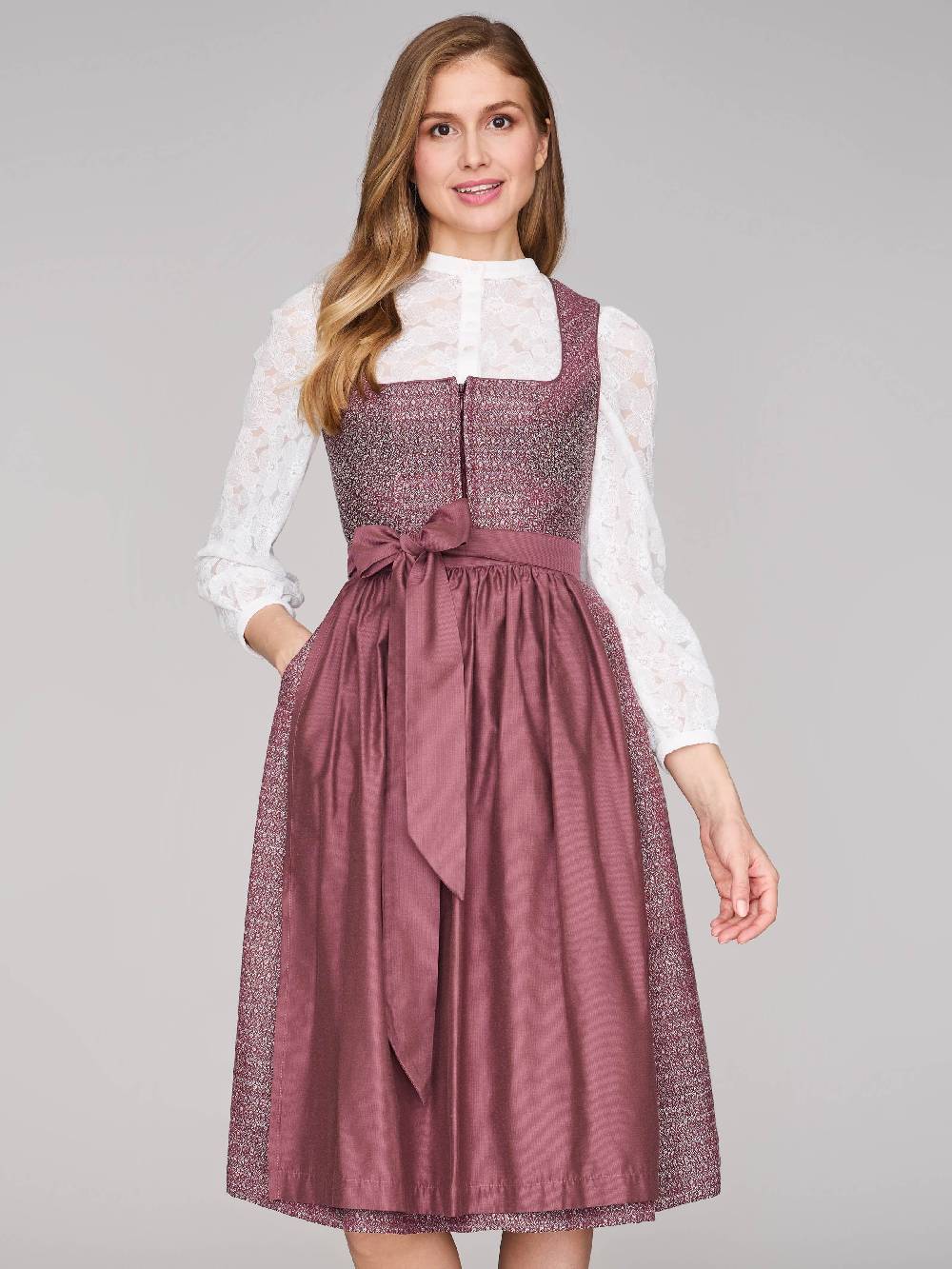 Limberry Rubinrotes Dirndl Mit Floralem Muster - ORLA POMEGRANATE