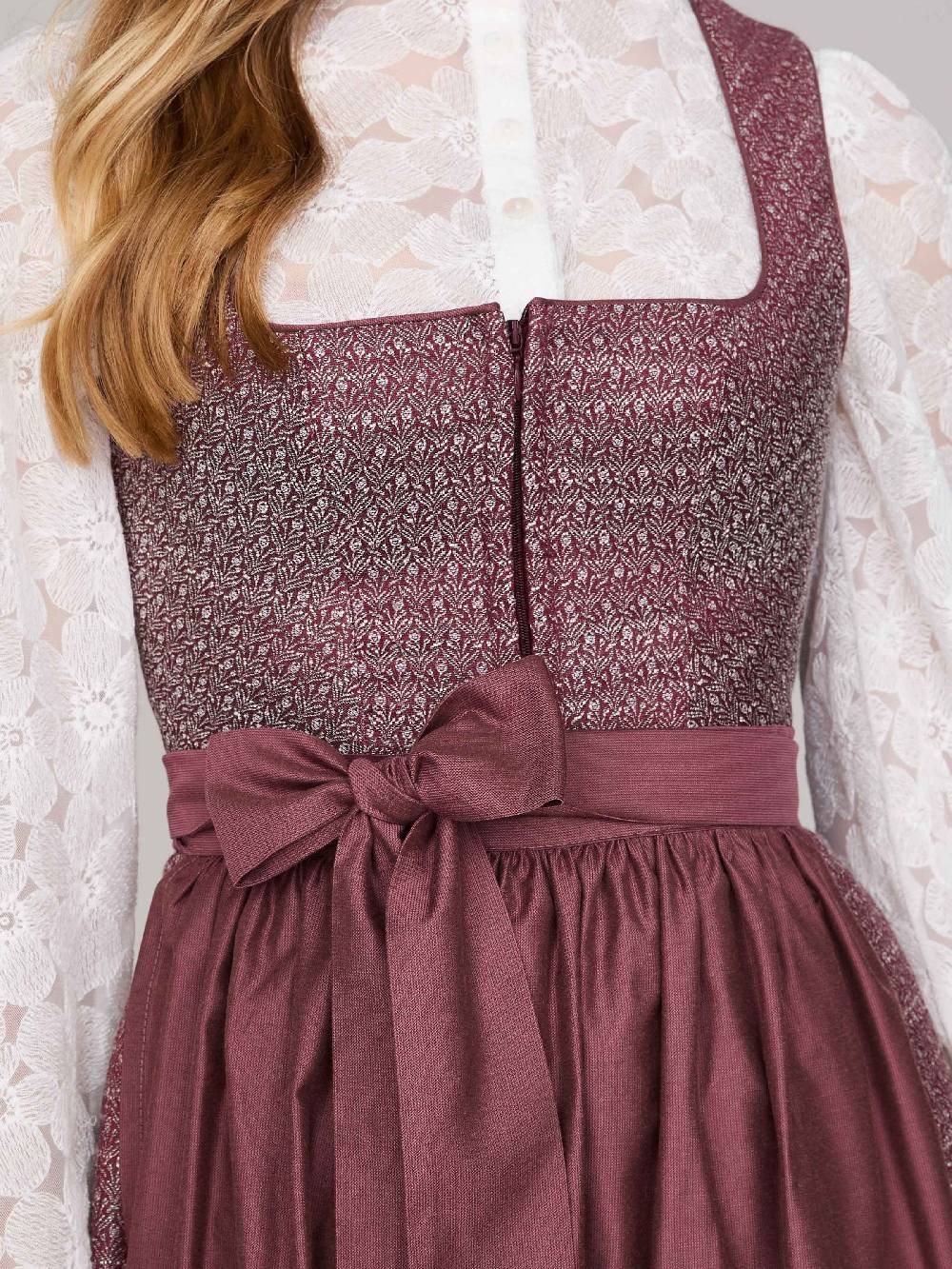 Limberry Rubinrotes Dirndl Mit Floralem Muster - ORLA POMEGRANATE
