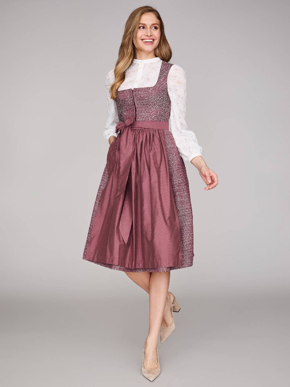 Limberry Rubinrotes Dirndl Mit Floralem Muster - ORLA POMEGRANATE