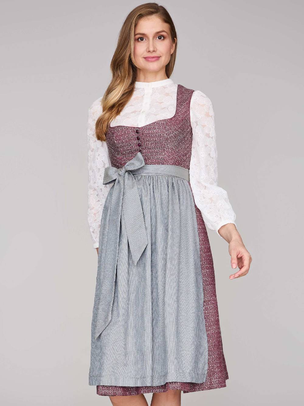 Limberry Rubinrotes Dirndl Mit Knöpfen - JOSIE POMEGRANATE