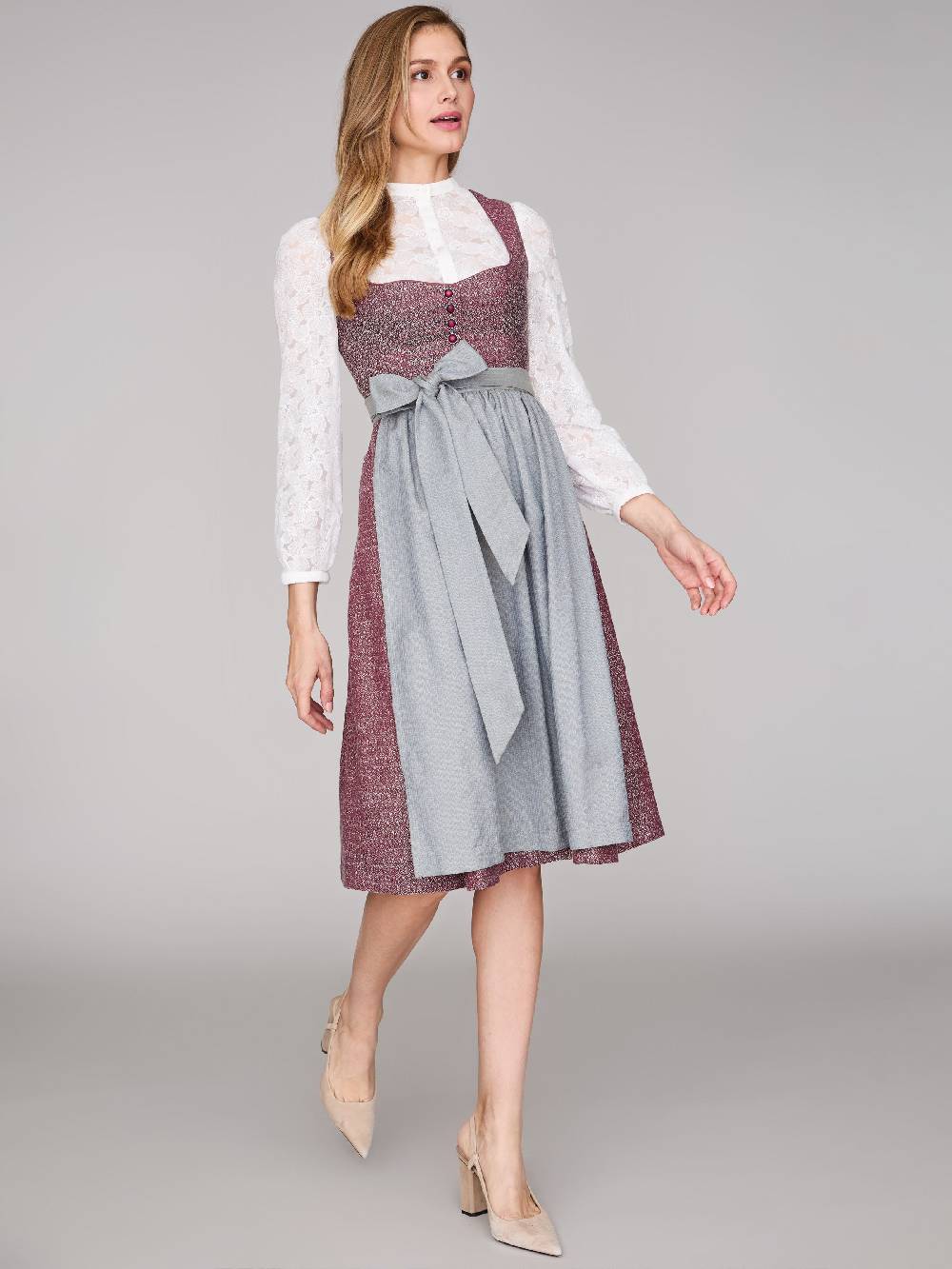 Limberry Rubinrotes Dirndl Mit Knöpfen - JOSIE POMEGRANATE
