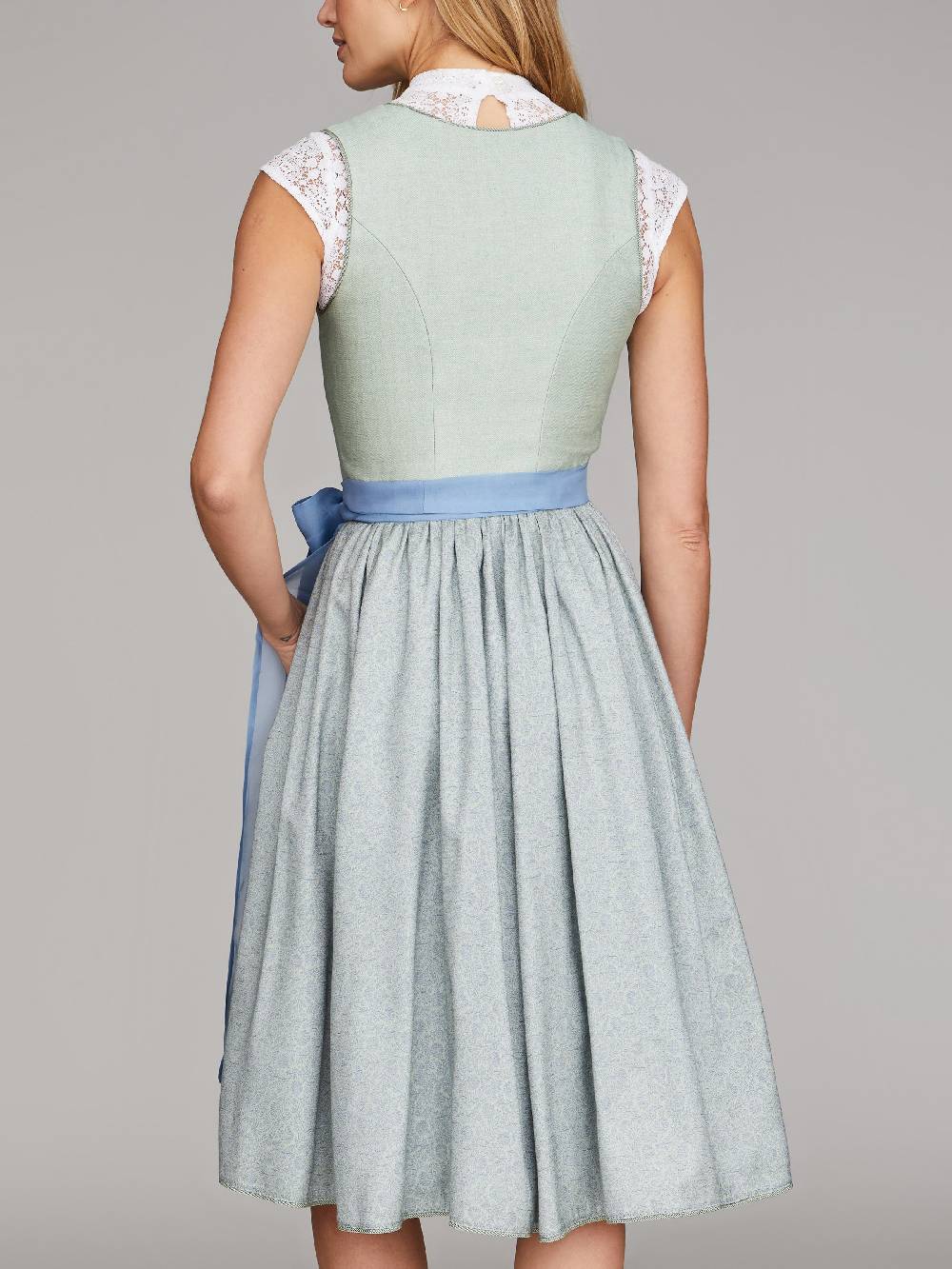 Limberry Salbei-farbenes Dirndl Mit Leinen Mieder - ALCAMO SALBEI