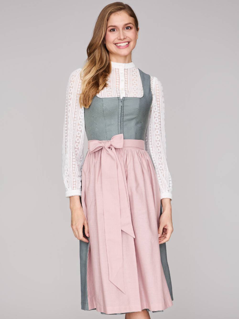Limberry Salbeigrünes Dirndl Mit Floralem Muster - CECILY AGAVE GREEN