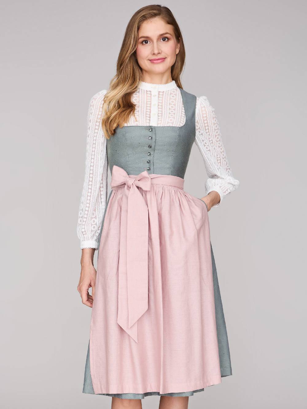 Limberry Salbeigrünes Dirndl Mit Knöpfen - FELICITY AGAVE GREEN