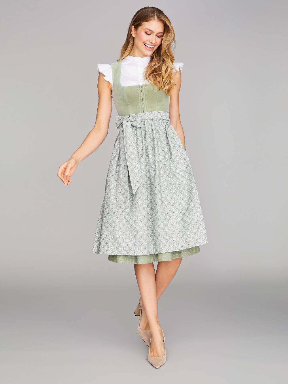 Limberry Salbeigrünes Dirndl Mit Samt-Mieder - ROMEE DESERT SAGE
