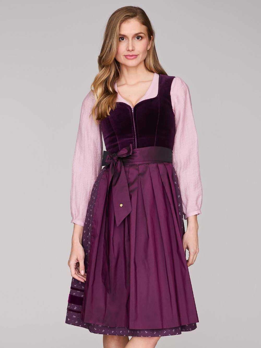 Limberry Samtdirndl In Aubergine Mit Abknöpfbarem Arm - MELISSA AUBERGINE