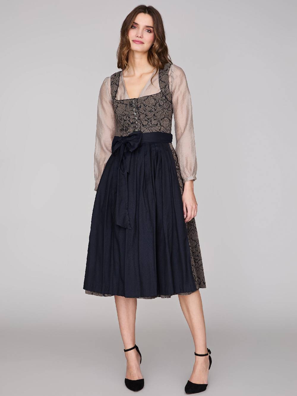 Limberry Schwarz Gemustertes Dirndl - HEDI BLACK FOLKLORE