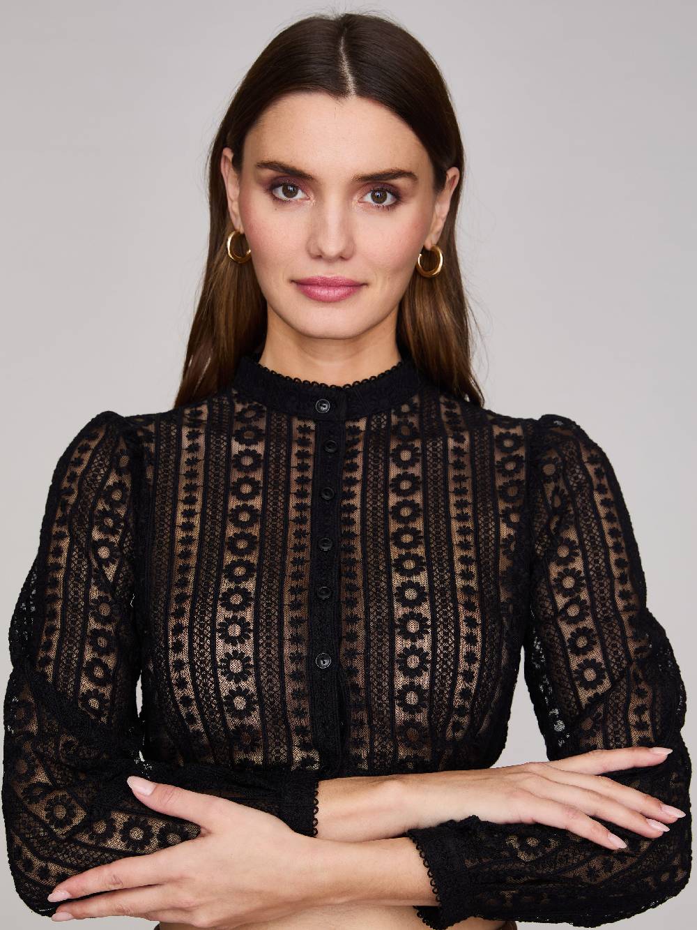 Limberry Schwarze Dirndlbluse mit weiten Ärmeln - ALMA