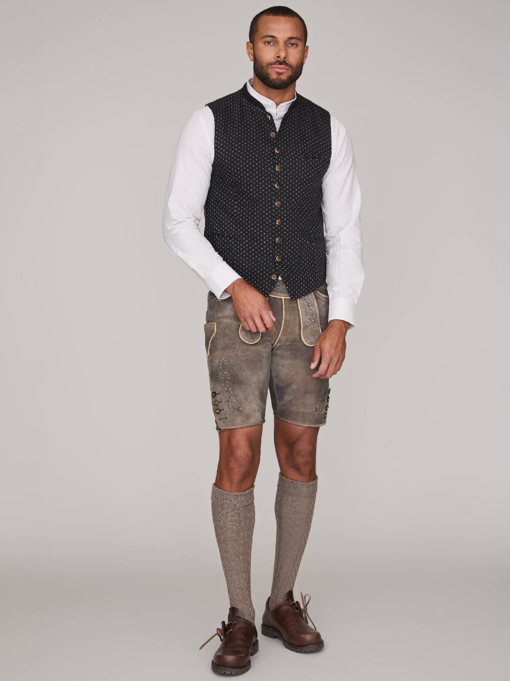 Limberry Schwarze Trachtenweste Mit Streublumenmuster - MAXIMILIAN CHARCOAL