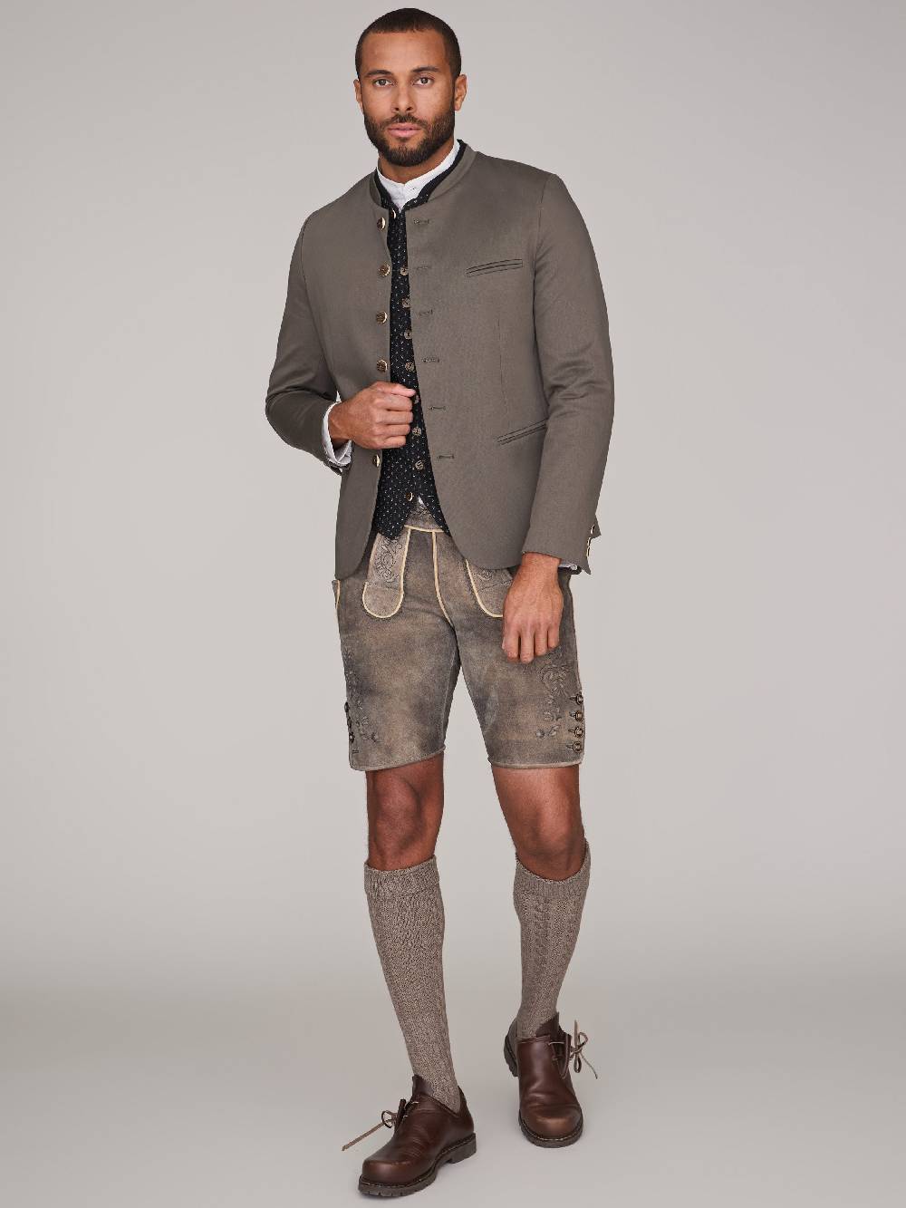 Limberry Schwarze Trachtenweste Mit Streublumenmuster - MAXIMILIAN CHARCOAL