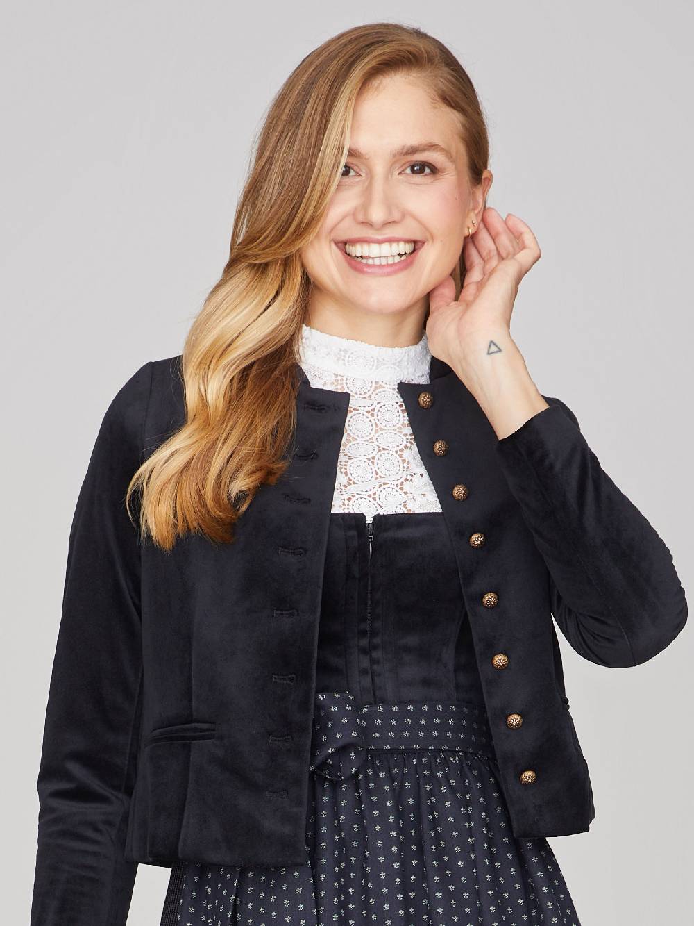 Limberry Schwarzer Trachtenjanker aus Samt - GEORGIA CHARCOAL