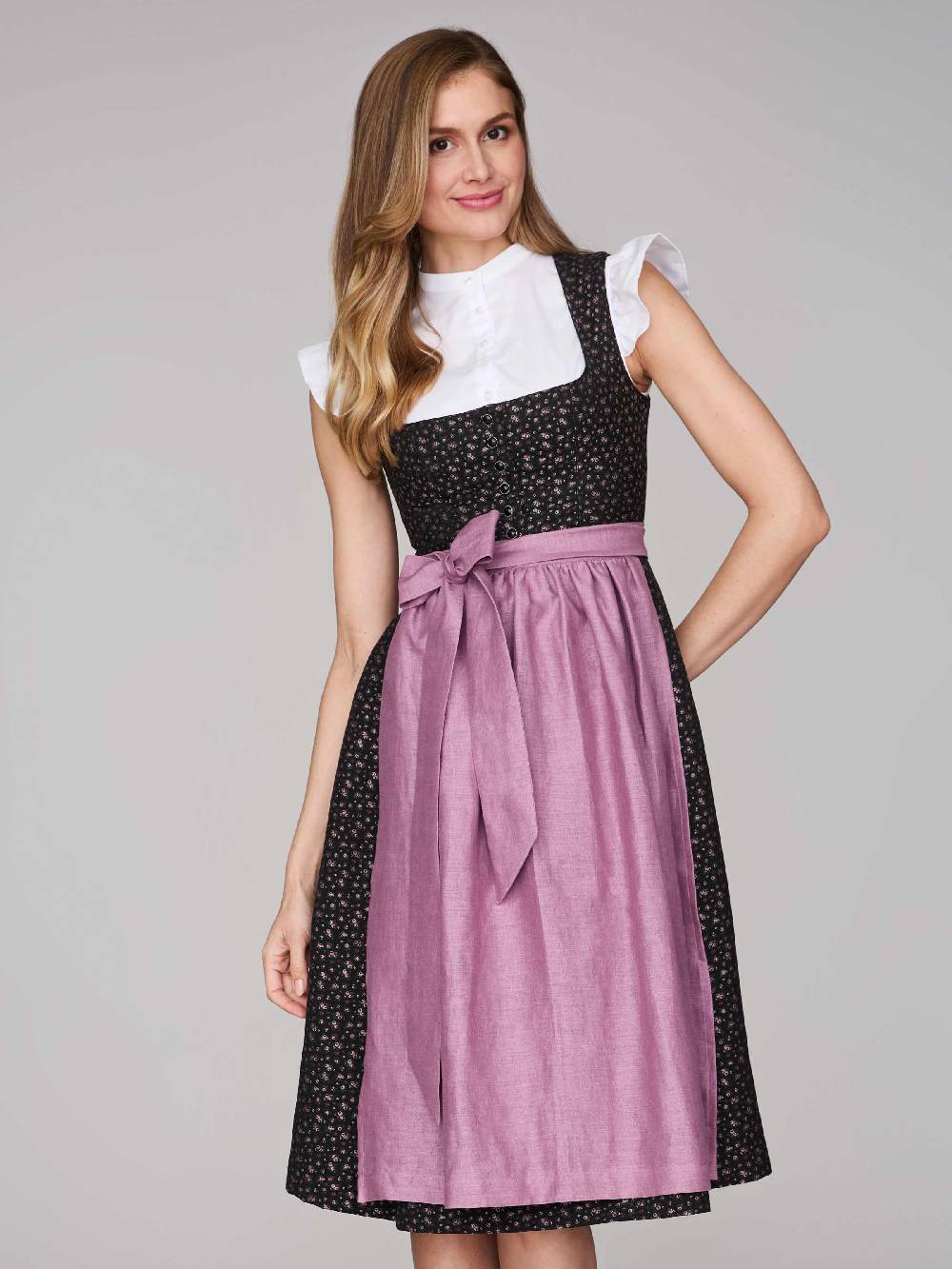 Limberry Schwarzes Dirndl Mit Streublumenmuster - ELSIE BLACK