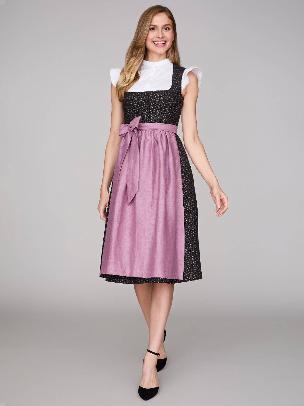 Limberry Schwarzes Dirndl Mit Streublumenmuster - ELSIE BLACK