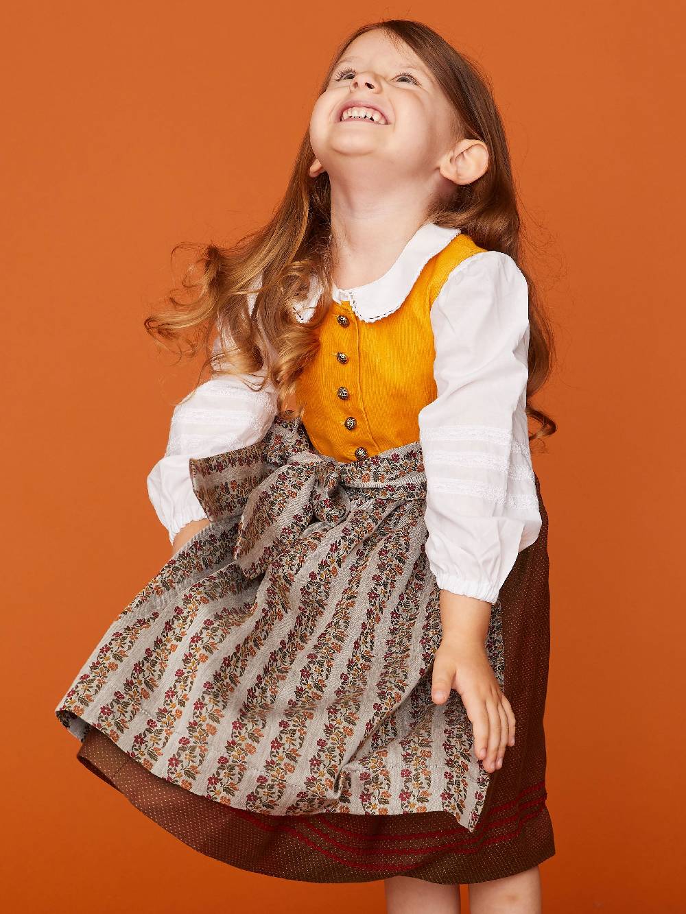 Limberry Senf-farbenes Kinderdirndl Mit Schürze - SISSI SENF