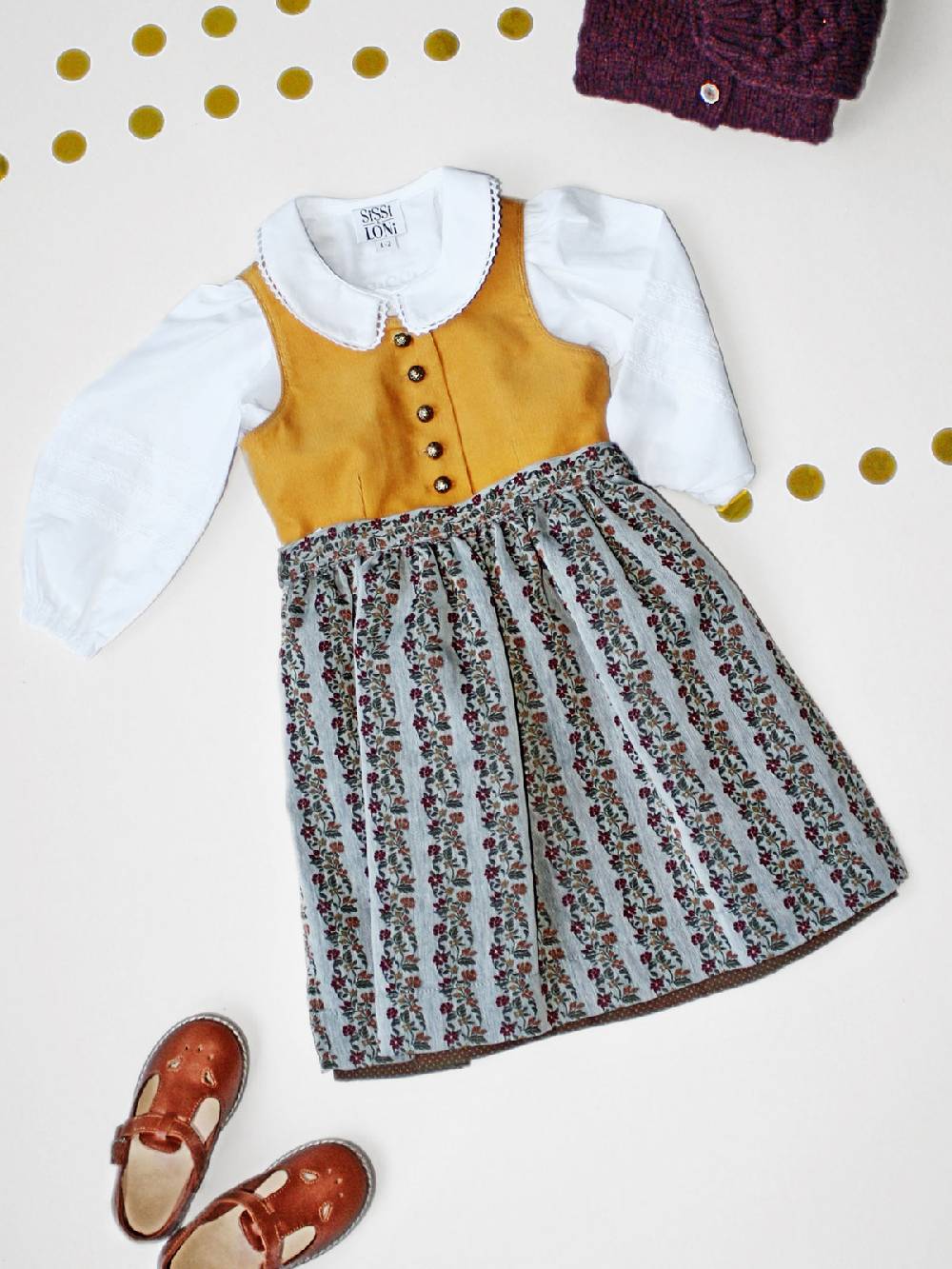 Limberry Senf-farbenes Kinderdirndl Mit Schürze - SISSI SENF
